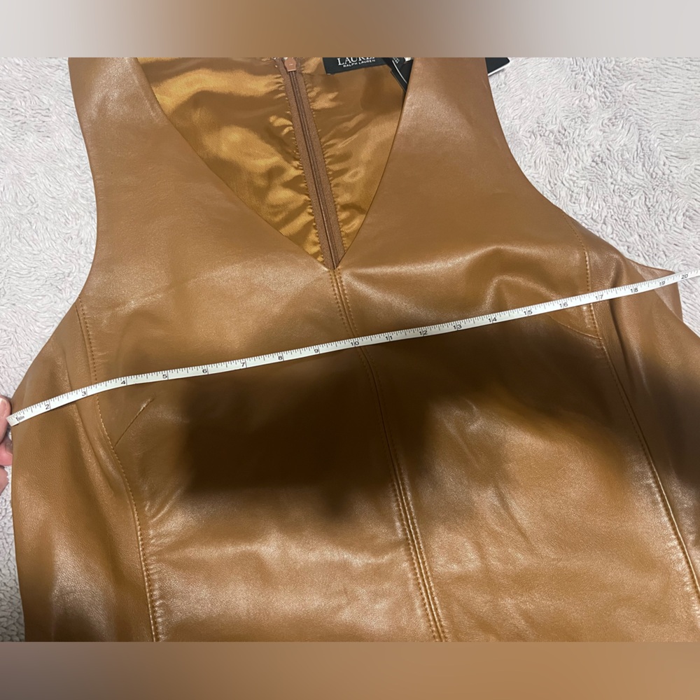 Lauren Ralph Lauren Brown Leather Shift Dress - Picture 6 of 10